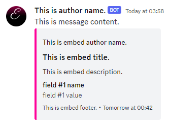 The result message The result message